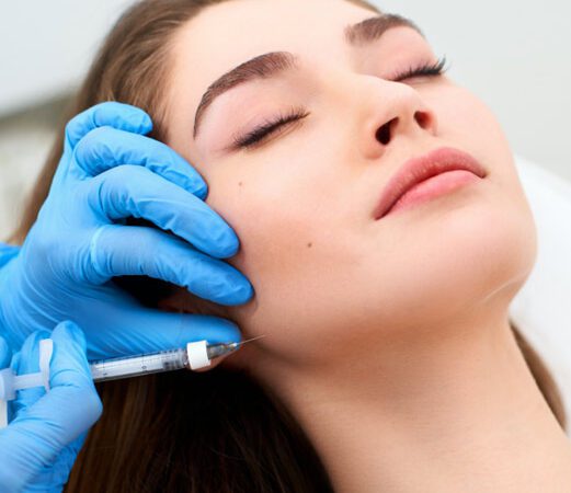 Skin Aesthetics Clinic Showcasing female model getting skin care procedures