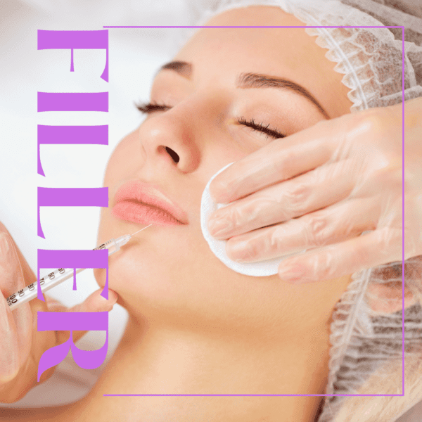 Filler page showcasing female model going through procedures in London Aesthetics