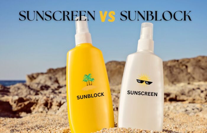 Sunscreen Vs Sunblock products on beech